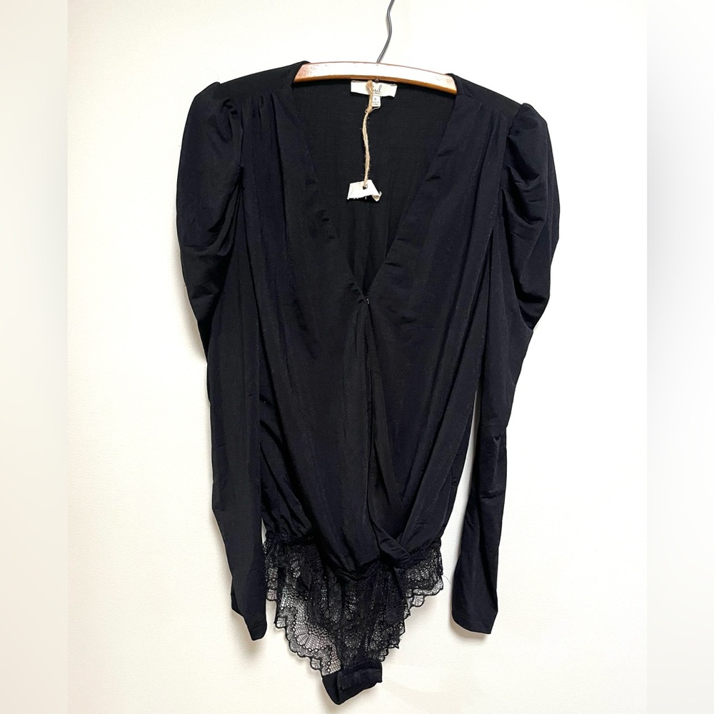 Easel Puff Sleeve Shimmer Bodysuit size Small NWT - Picture 2 of 7